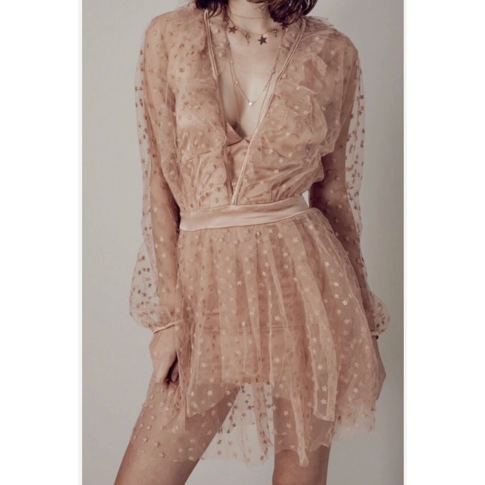 NWD For Love & Lemons All That Glitters Mini Dress Small Star Tulle Fairycore